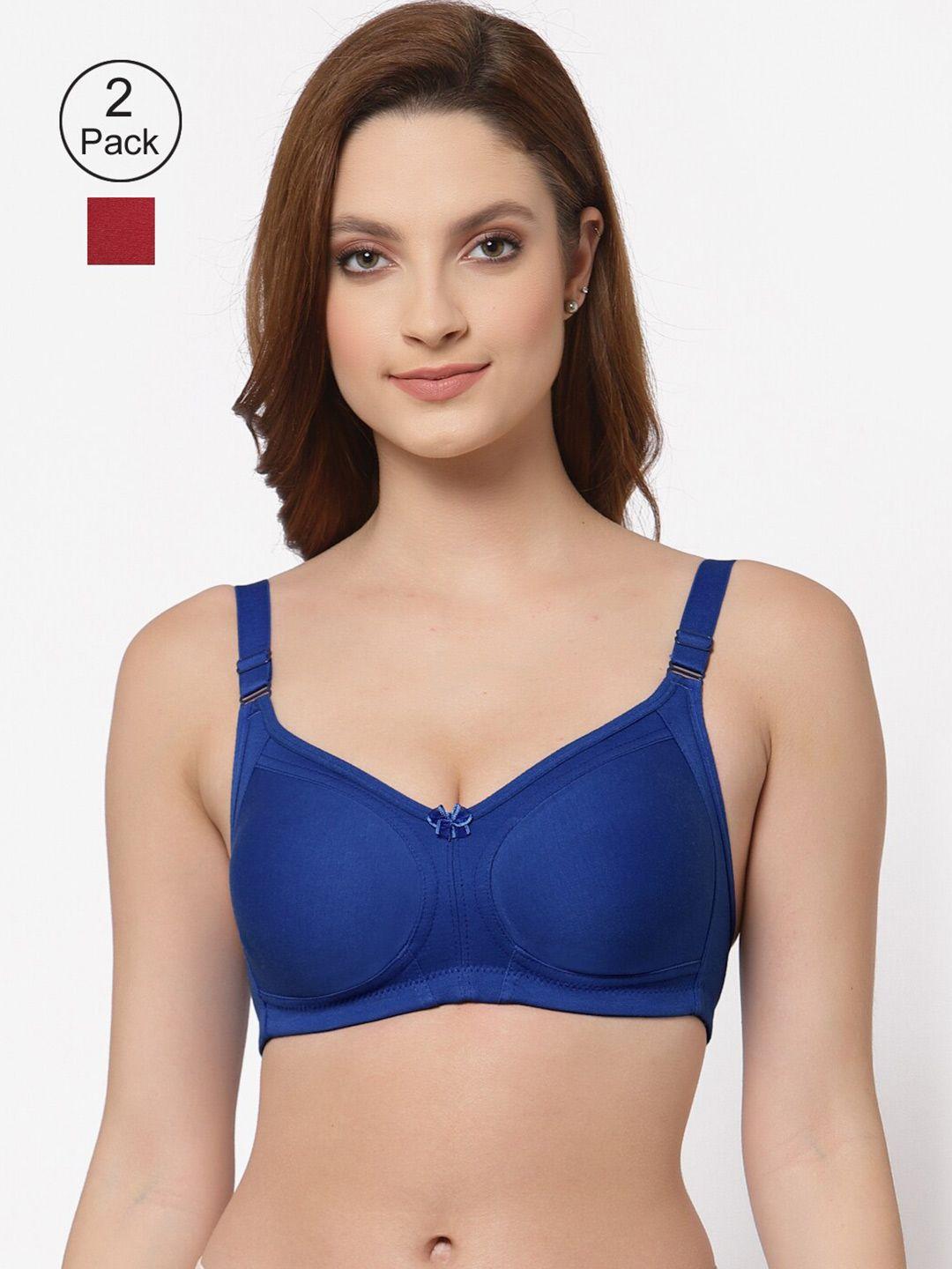floret blue & maroon pack of 2 super support bra