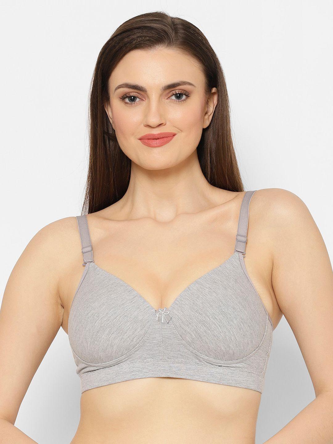 floret grey melange solid non-wired lightly padded t-shirt bra t3055