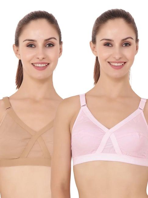 floret multicolor non wired non padded full coverage bra (pack of 2)