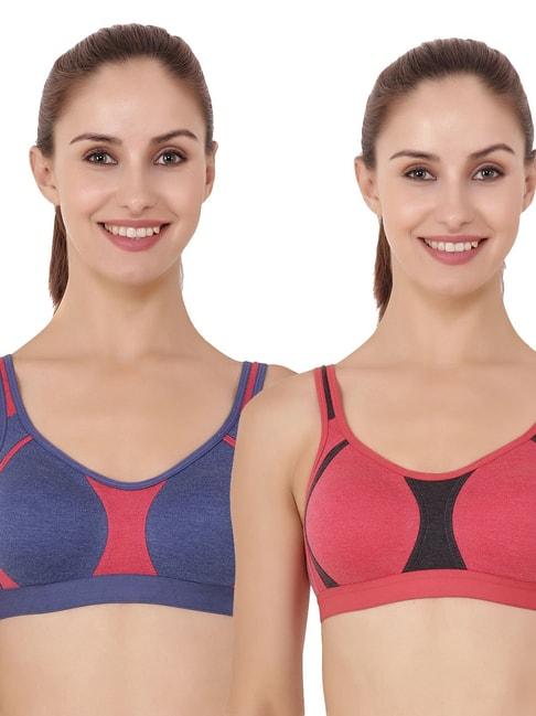 floret multicolor non wired non padded sports bra (pack of 2)