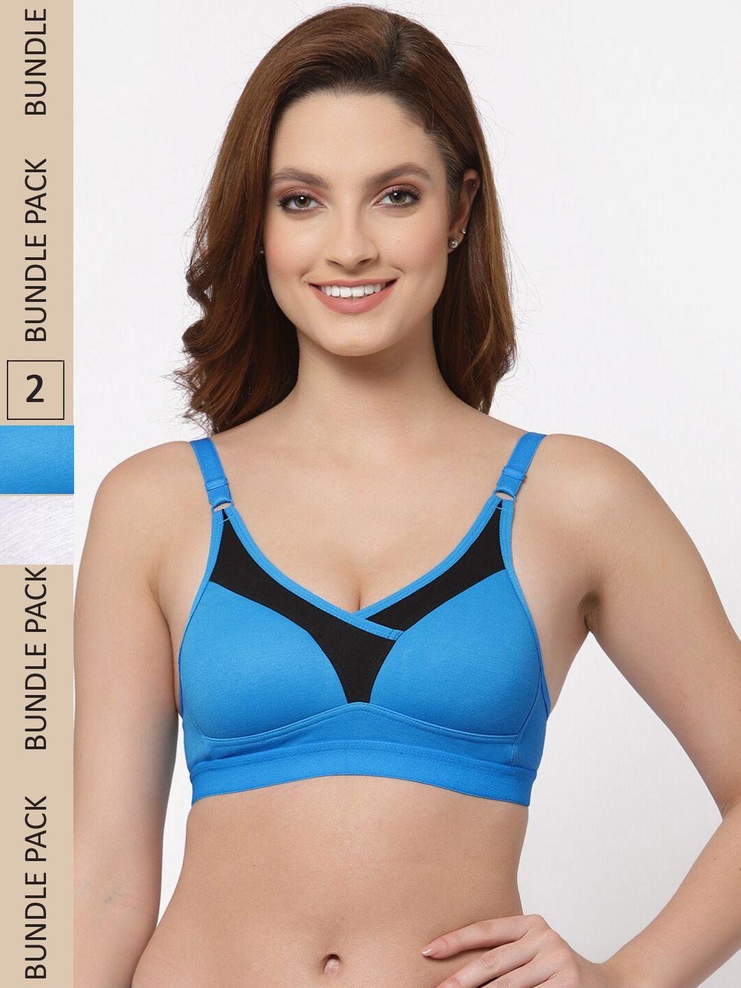 floret pack of 2 colourblocked non wired non padded bra