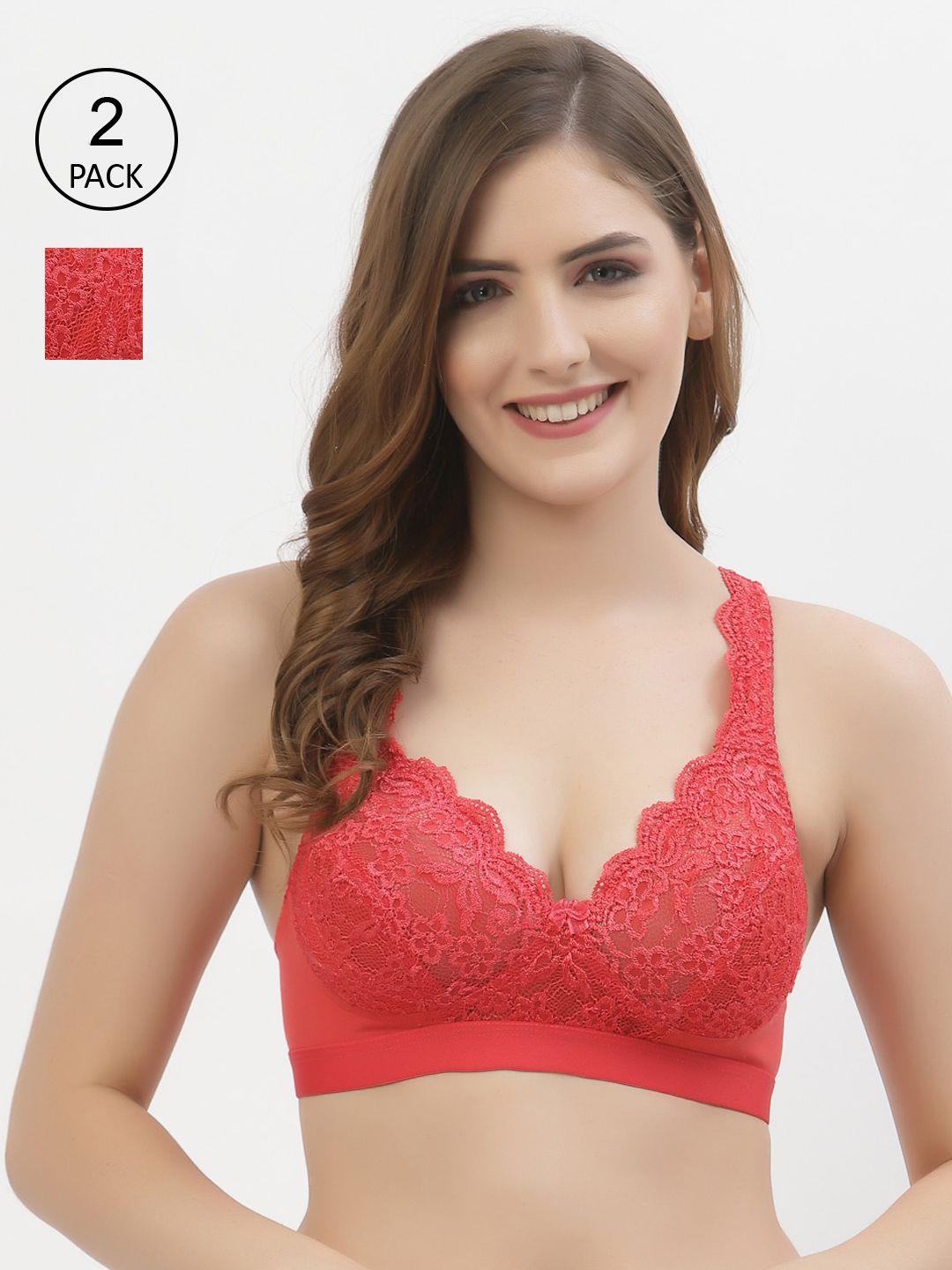 floret pack of 2 coral floral non-padded t-shirt bra