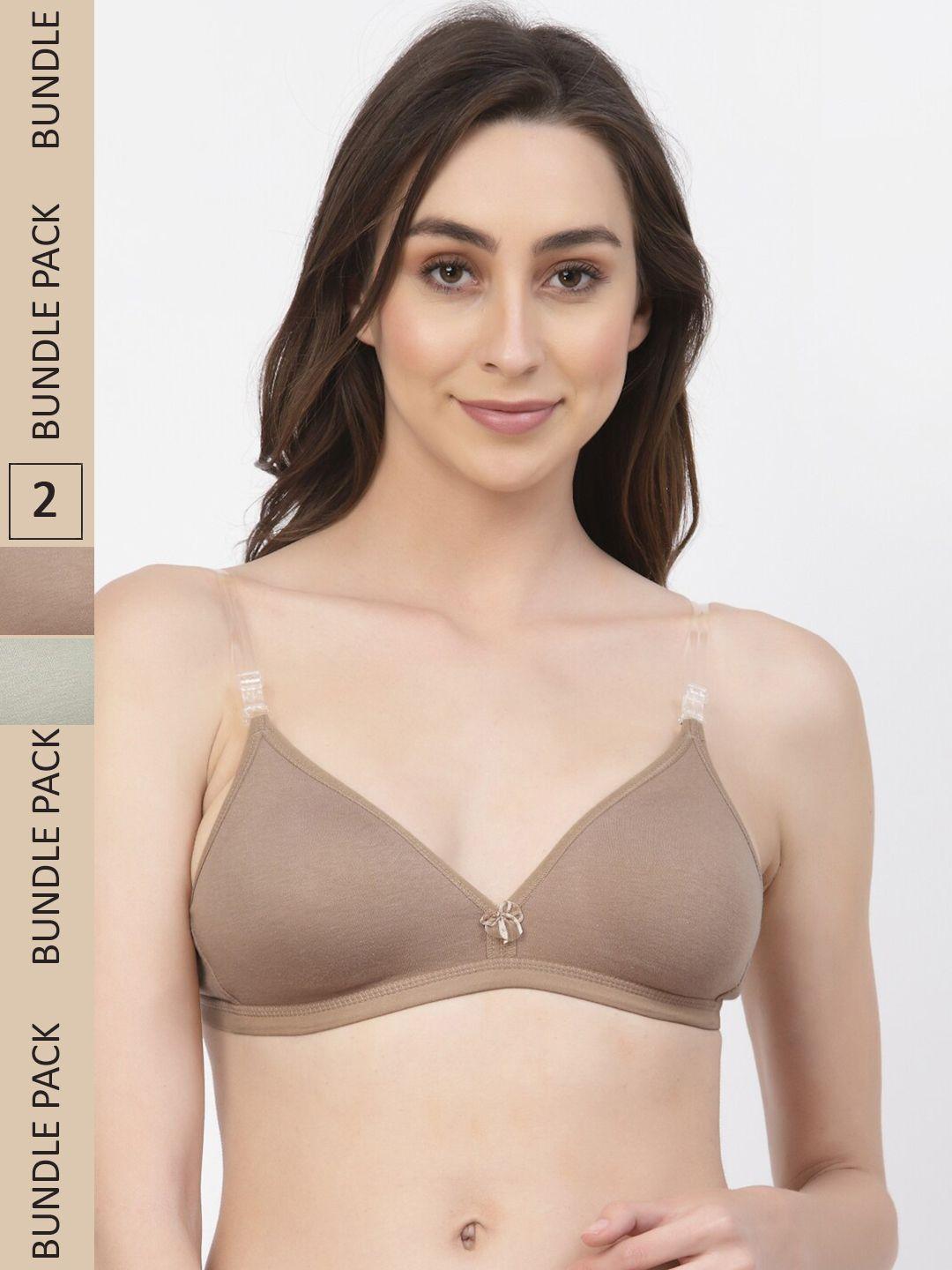 floret pack of 2 non padded non-wired seamless t-shirt bra