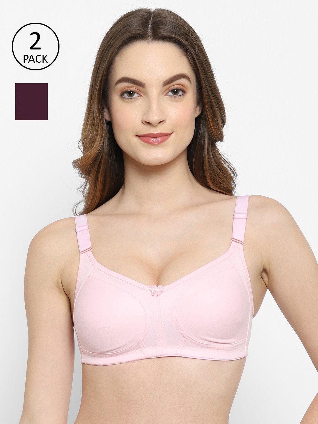 floret pack of 2 pink & purple non-padded minimizer bra