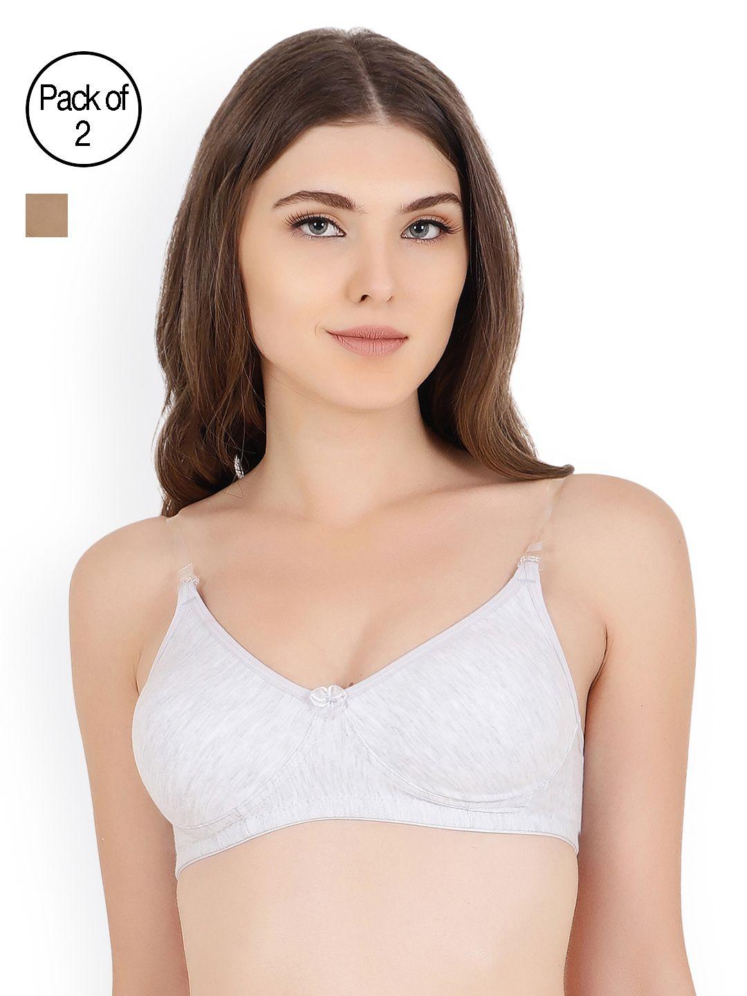floret pack of 2 solid non-wired non padded t-shirt bra daina_nude-cool grey_40b