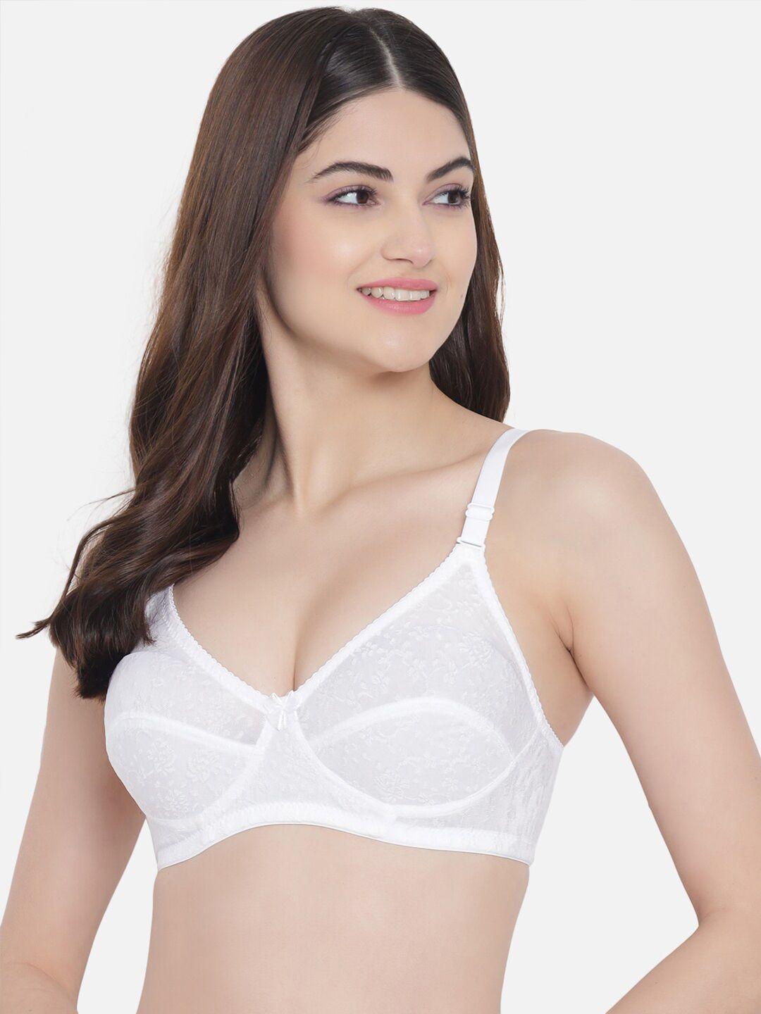 floret pack of 2 white floral self design all day comfort non padded everyday bra