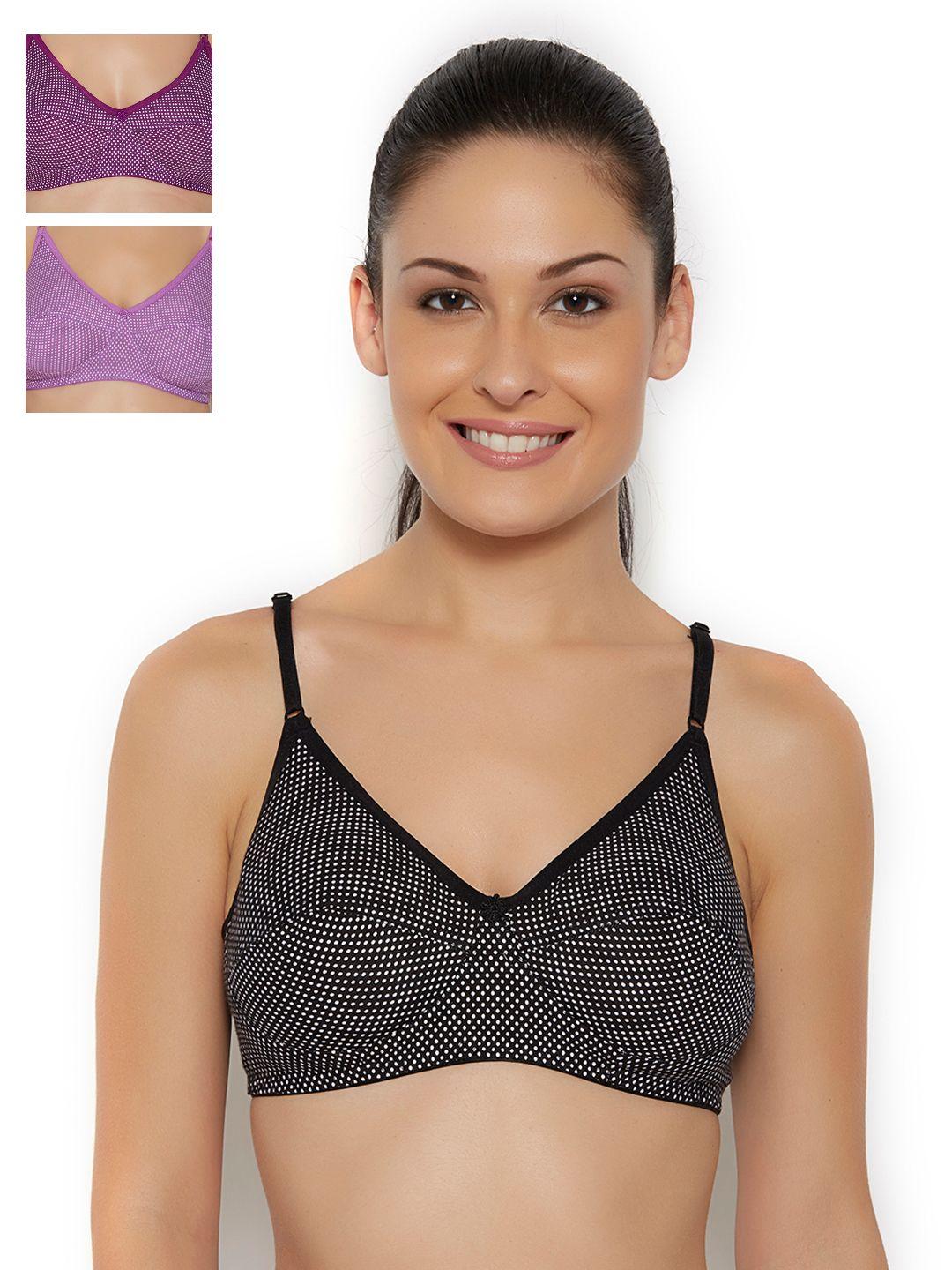 floret pack of 3 polka dot print full-coverage bras