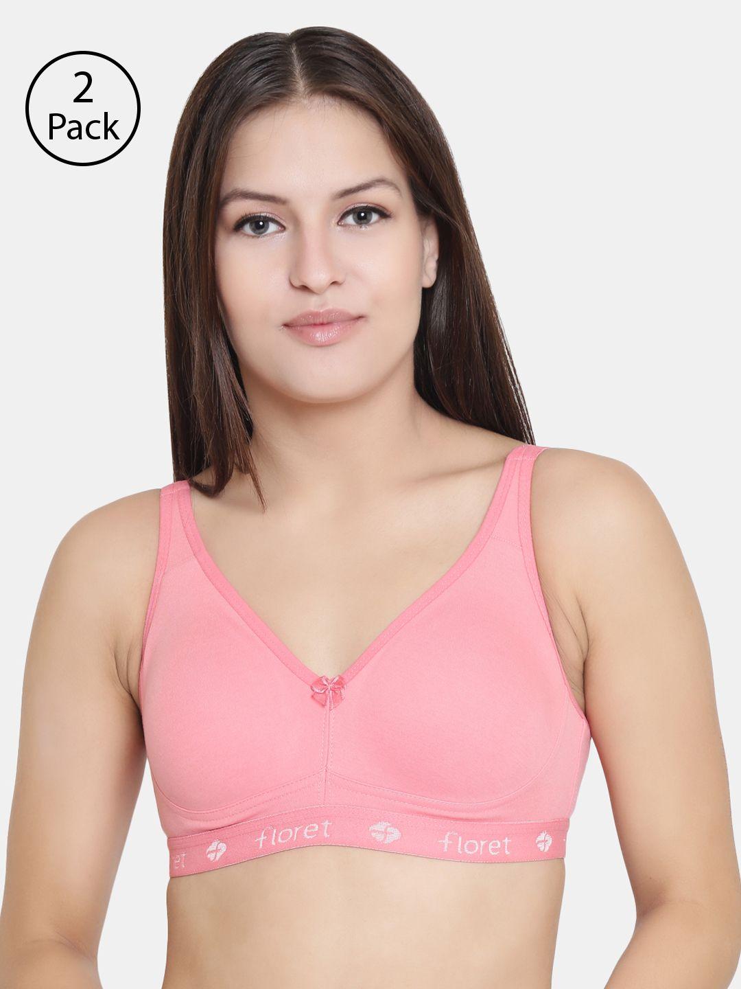floret rose pack of 2 solid non-wired non padded t-shirt bra