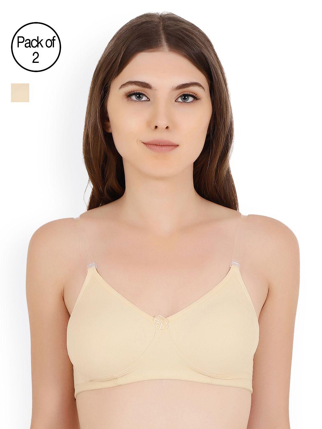 floret beige pack of 2 solid non-wired non padded t-shirt bra daina_skin-skin_40b