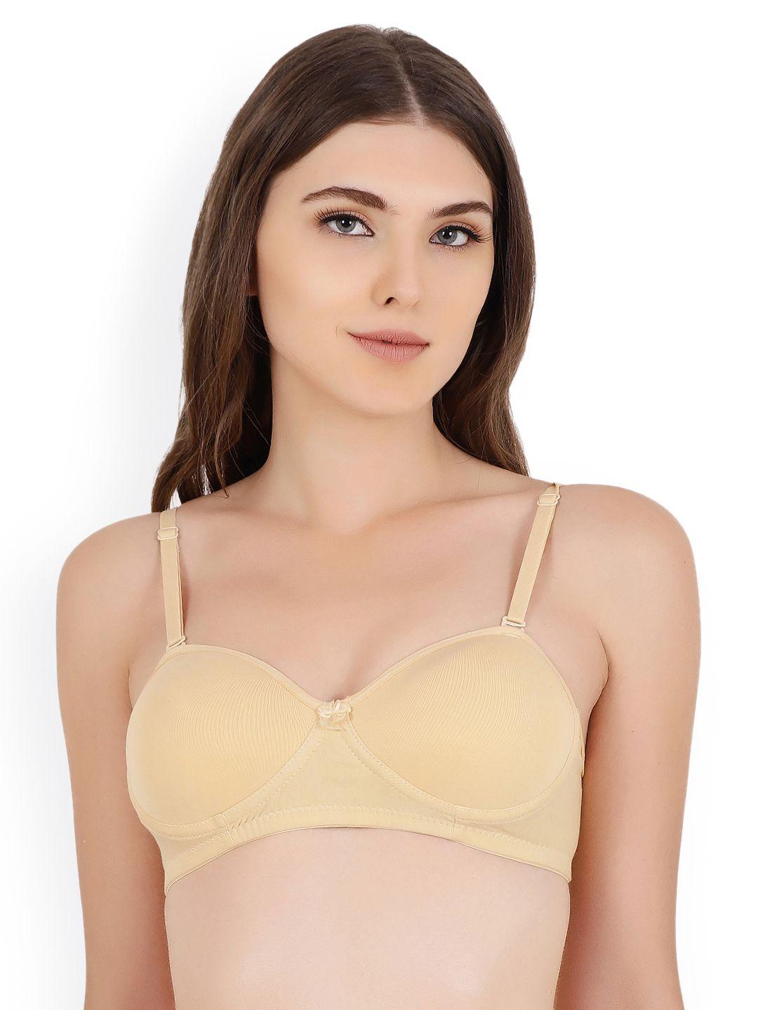 floret beige solid non-wired heavily padded minimizer bra t3041