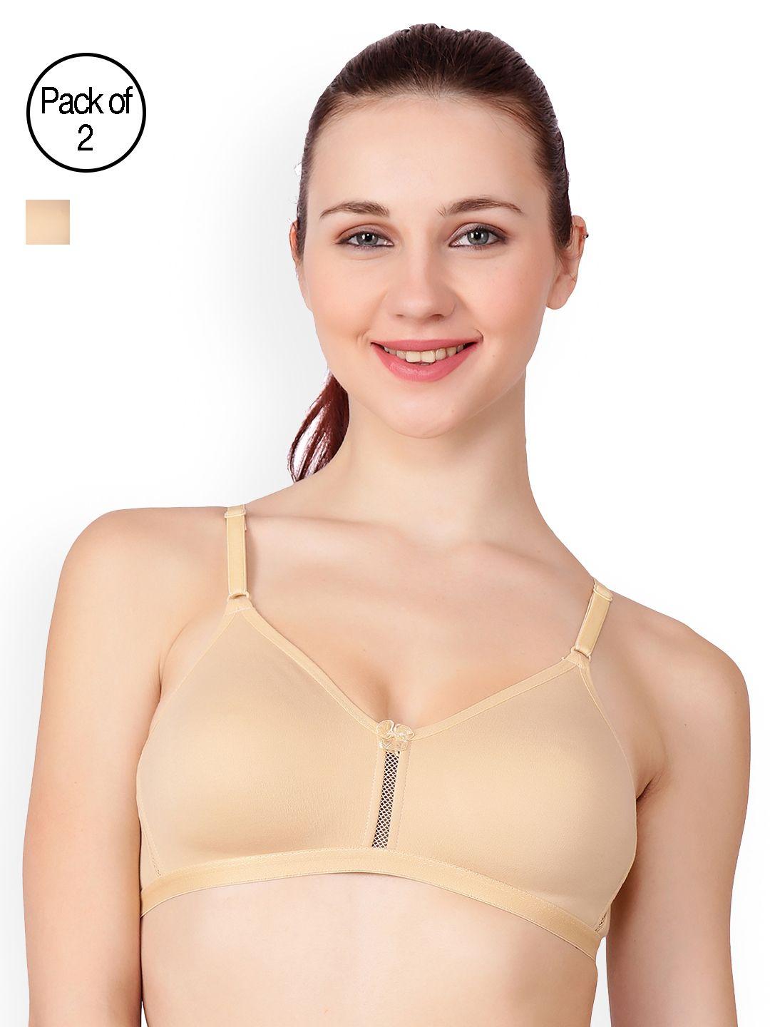 floret beige solid pack of 2 non-wired non padded t-shirt bra katrina_skin-skin_40b