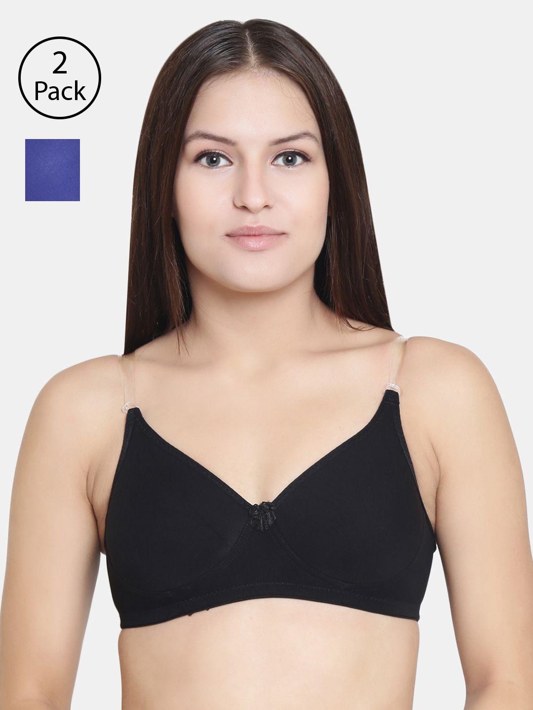 floret black & blue solid non-wired lightly padded t-shirt bra f20560