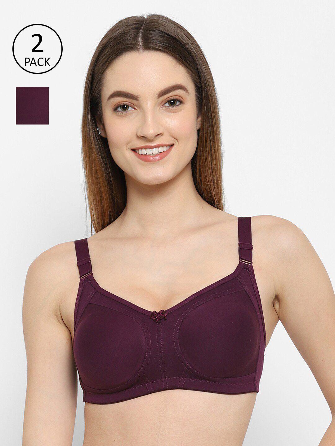 floret burgundy pack of 2 non padded non wired bra