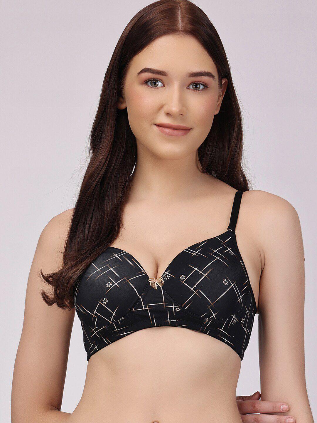 floret geometric printed full coverage cotton t-shirt bra with all day comfort