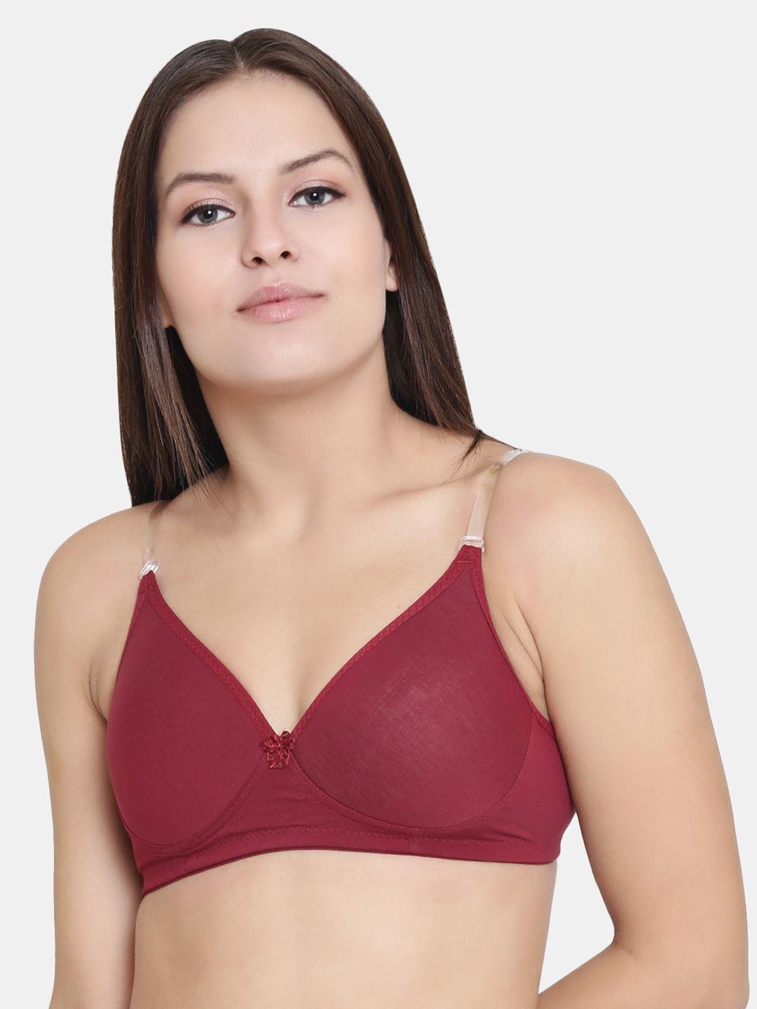 floret maroon pack of 2 solid non-wired lightly padded t-shirt bra f20560