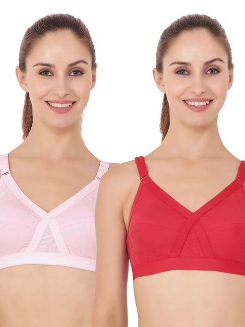 floret multicolor non wired non padded full coverage bra (pack of 2)