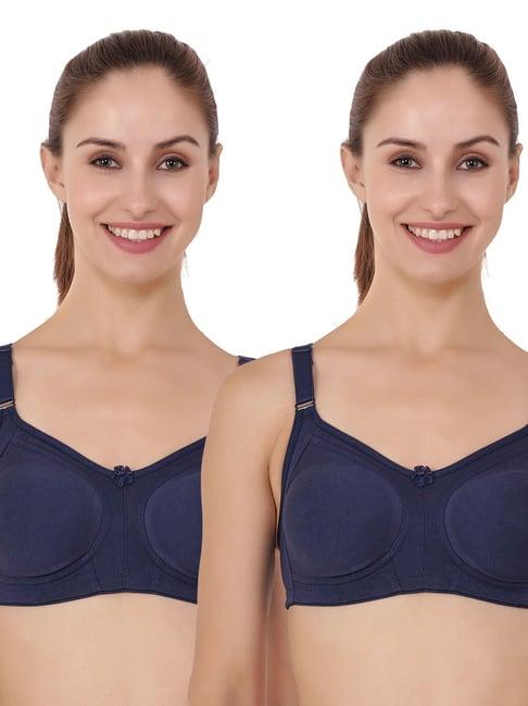 floret multicolor non wired non padded full coverage bra (pack of 2)