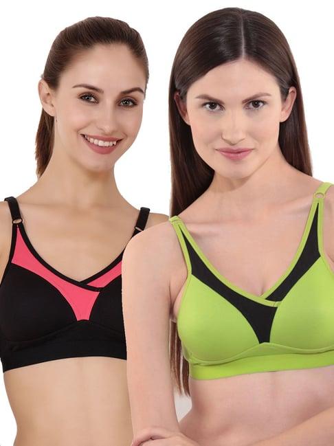 floret multicolor non wired non padded sports bra (pack of 2)