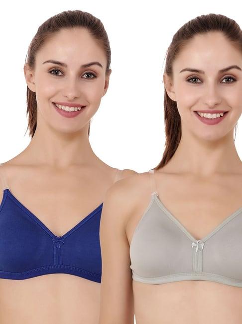 floret multicolor non wired non padded t-shirt bra (pack of 2)