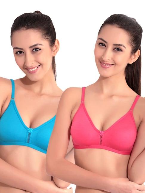 floret multicolor non wired non padded t-shirt bra (pack of 2)