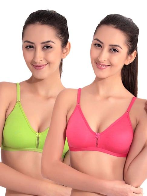 floret multicolor non wired non padded t-shirt bra (pack of 2)