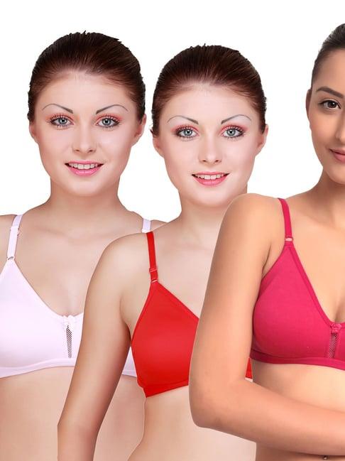 floret multicolor non wired non padded t-shirt bra (pack of 3)