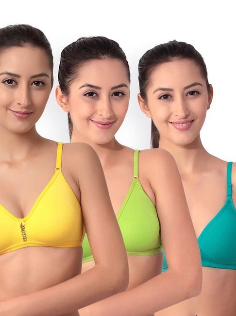 floret multicolor non wired non padded t-shirt bra (pack of 3)
