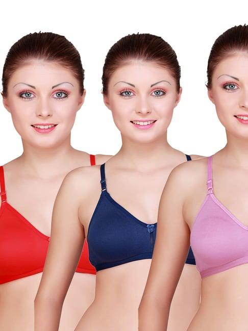 floret multicolor non wired non padded t-shirt bra (pack of 3)