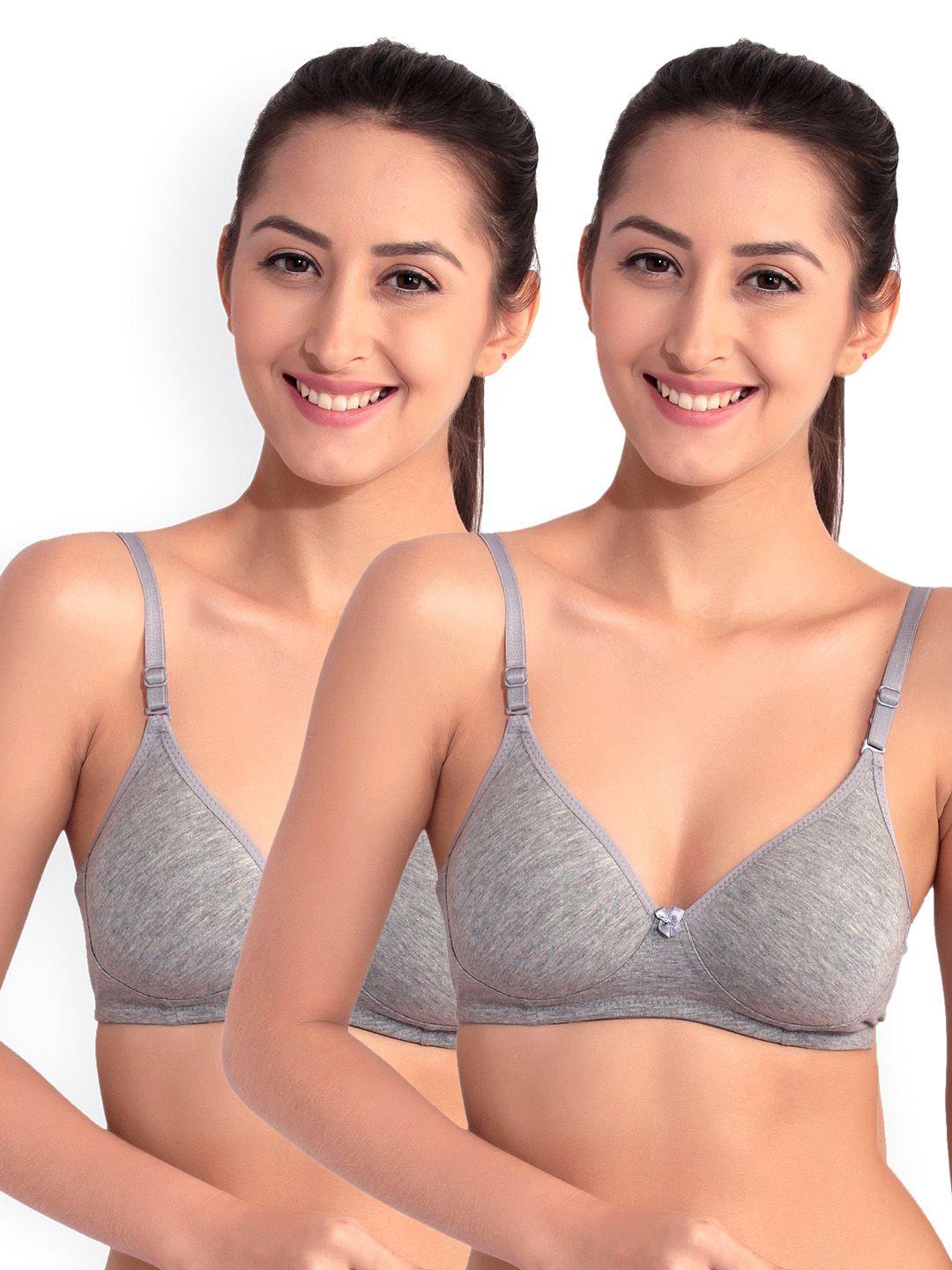 floret pack of 2 grey melange full-coverage t-shirt bra f 20560