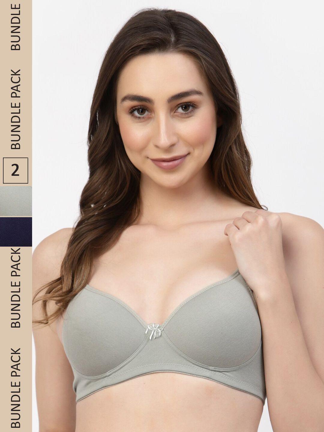 floret pack of 2 heavily padded non-wired seamless push-up bra