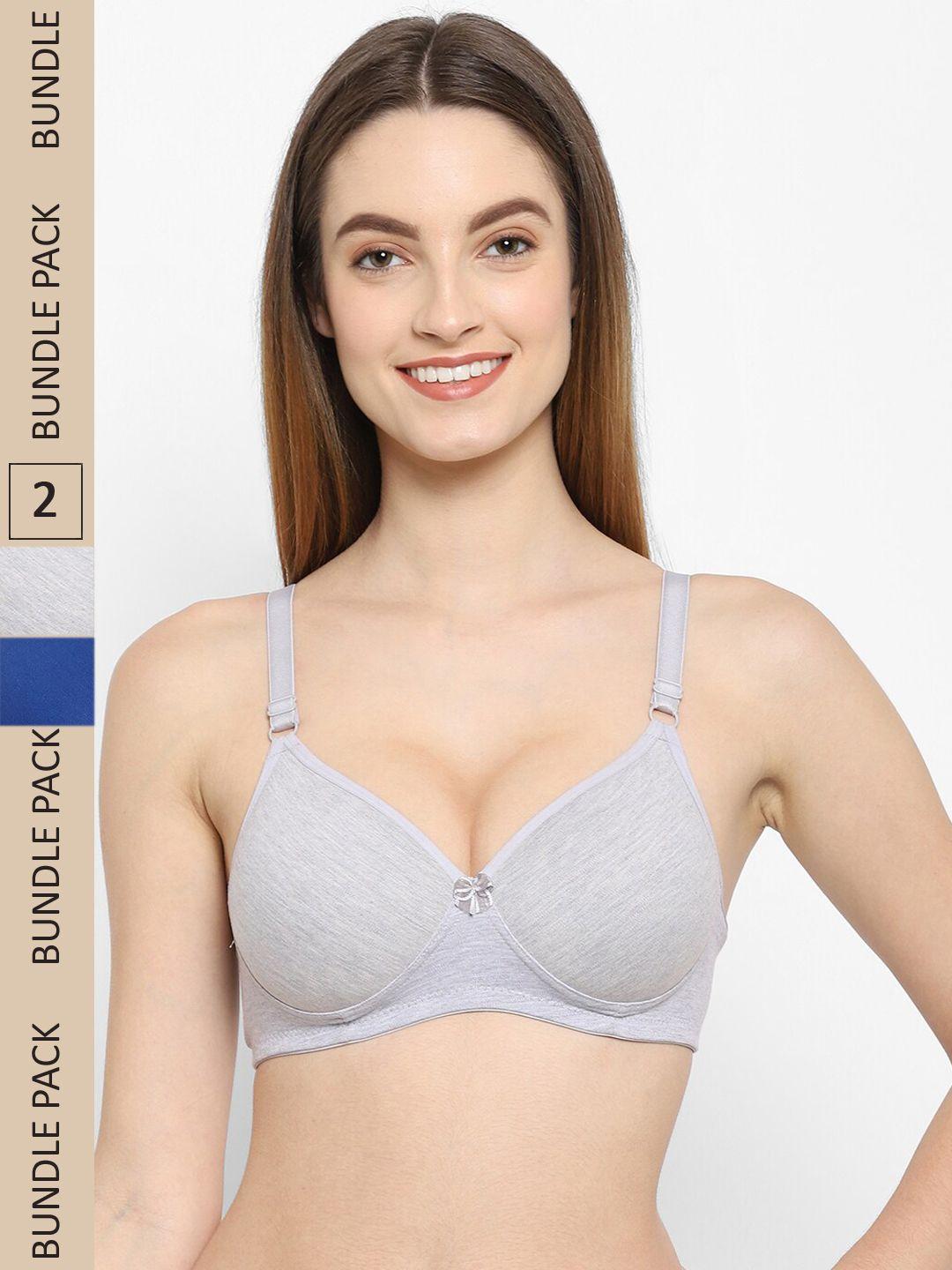 floret pack of 2 lightly padded & non wired seamless high support t-shirt bra