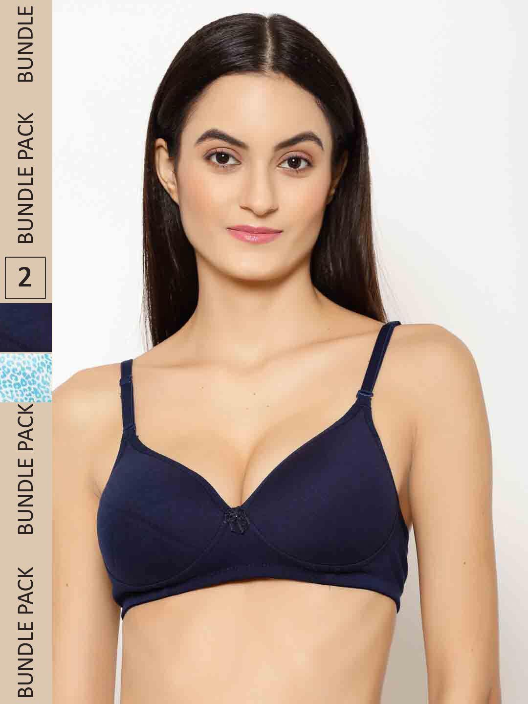 floret pack of 2 lightly padded seamless bra t1710_navy-leopard blue_32b