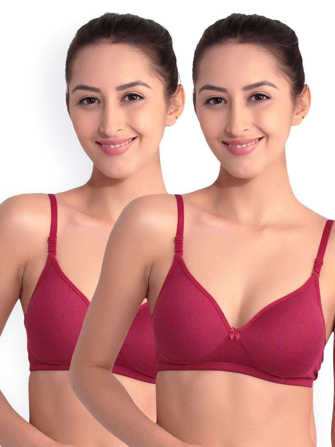 floret pack of 2 maroon full-coverage t-shirt bras f 20560