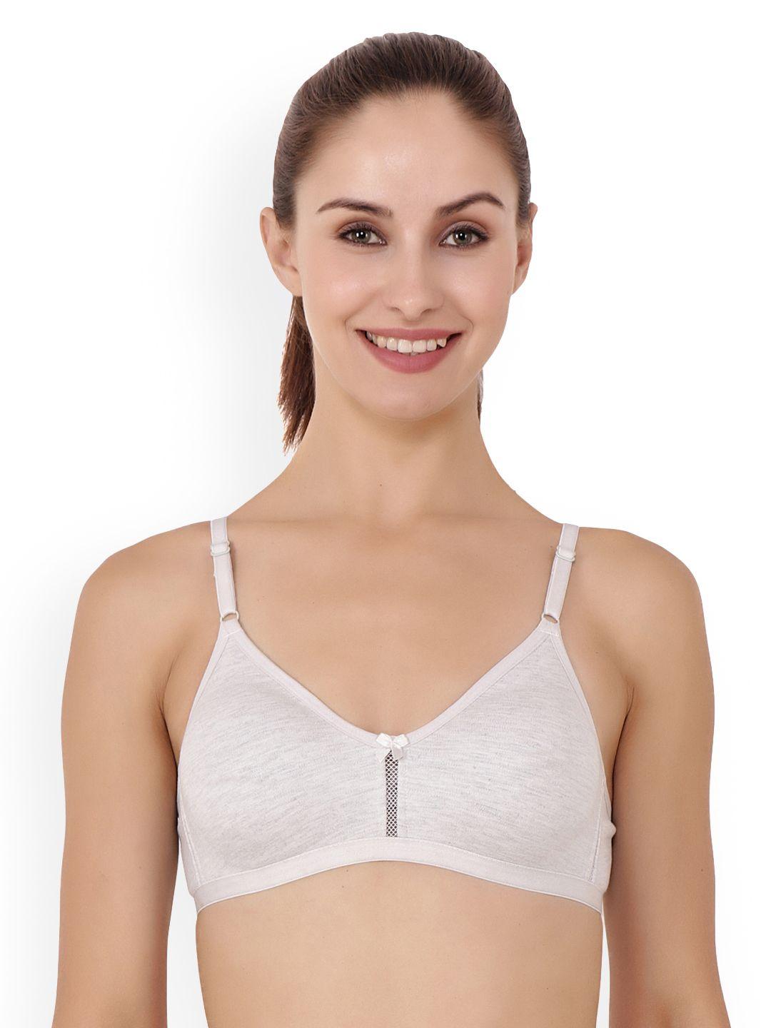 floret pack of 2 off-white solid non-wired non padded t-shirt bra