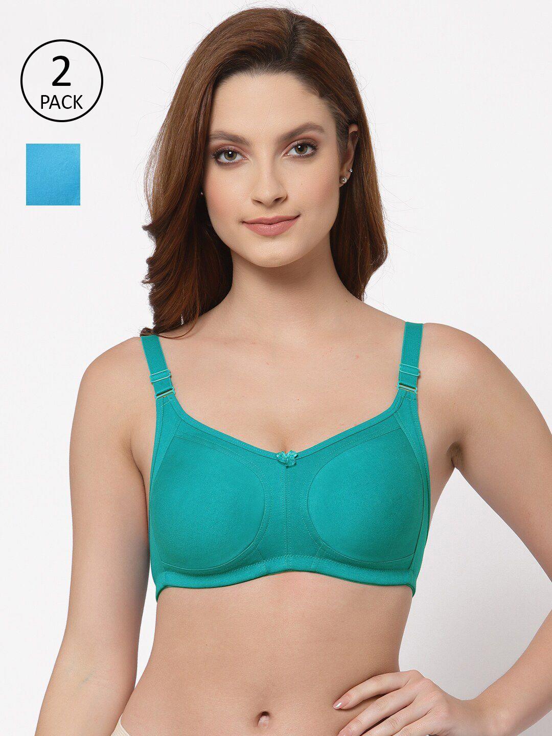 floret pack of 2 sea green & blue bra non padded