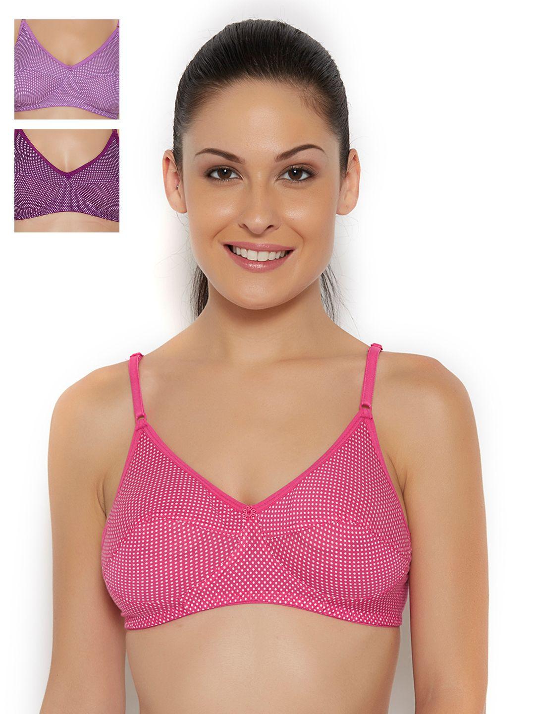 floret pack of 3 polka dot print full-coverage bras