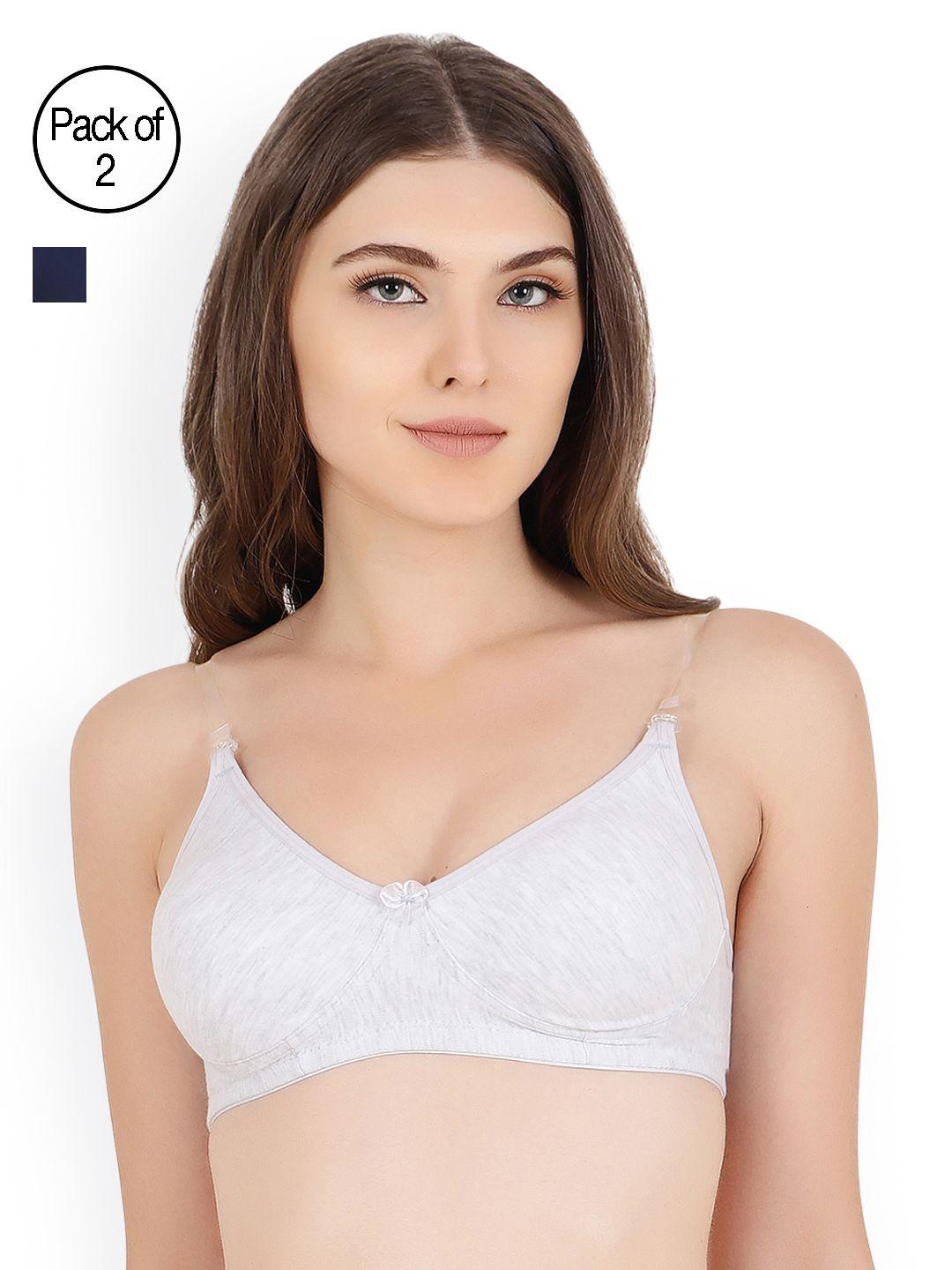 floret pack of two solid non-wired non padded t-shirt bra daina_n.blue-cool grey_40b