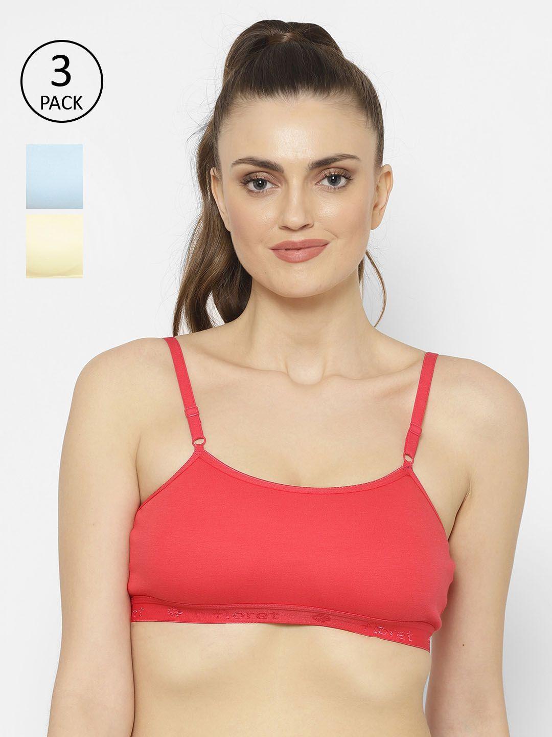 floret peach-coloured & yellow solid set of 3 workout bra 1492_tomato-sky-lemon-tomato