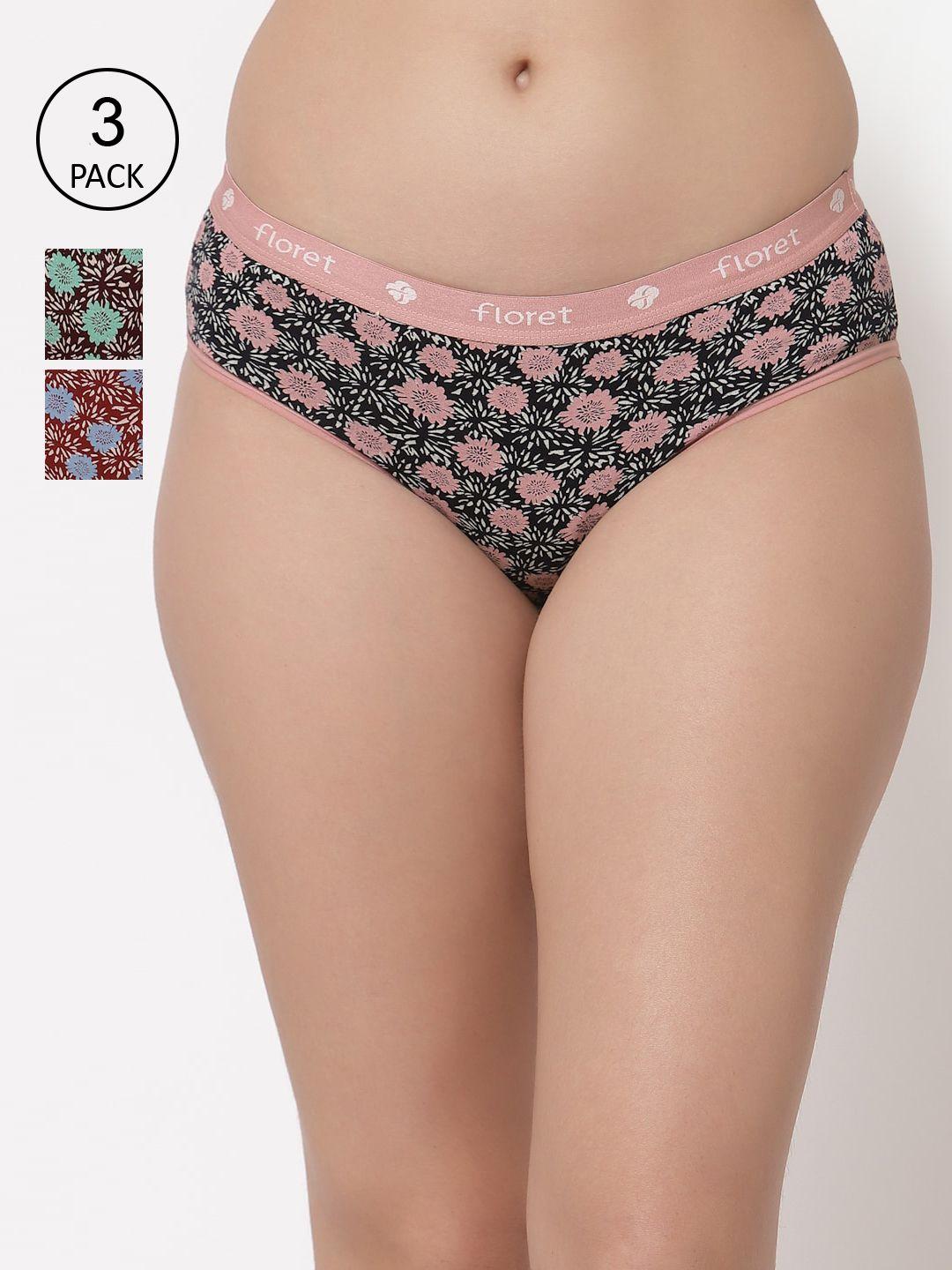 floret women pack of 3 assorted basic briefs