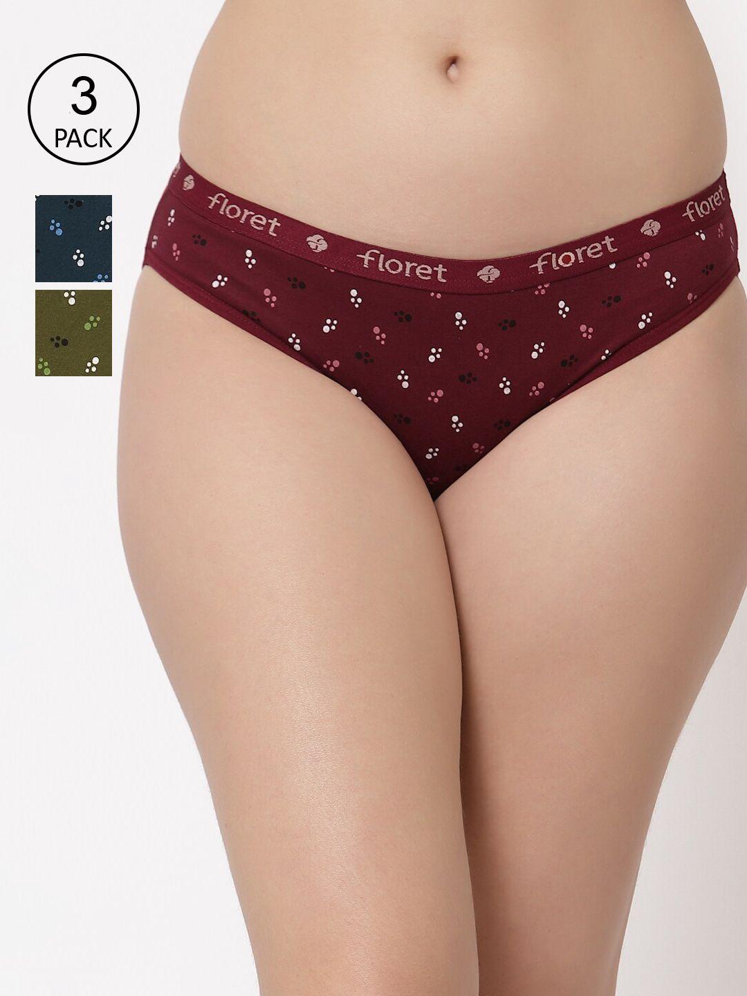 floret women pack of 3 assorted hipster briefs