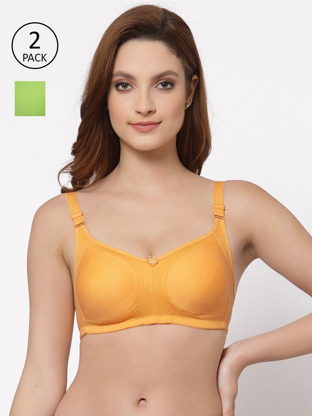 floret yellow & green set of 2 solid non padded bra