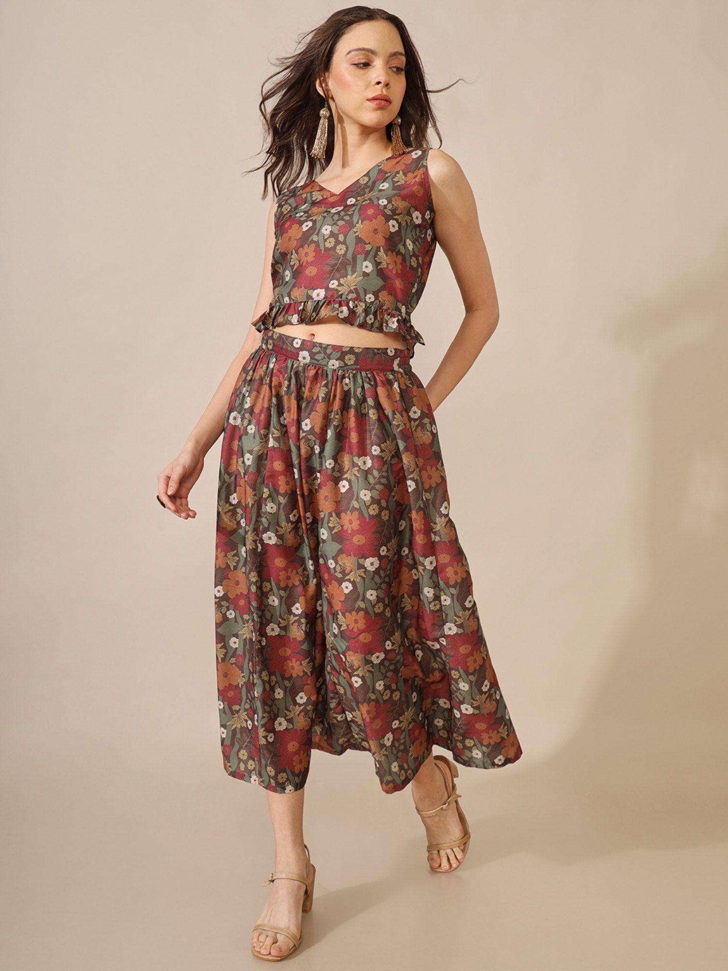 florette brown printed skirt (set of 2)