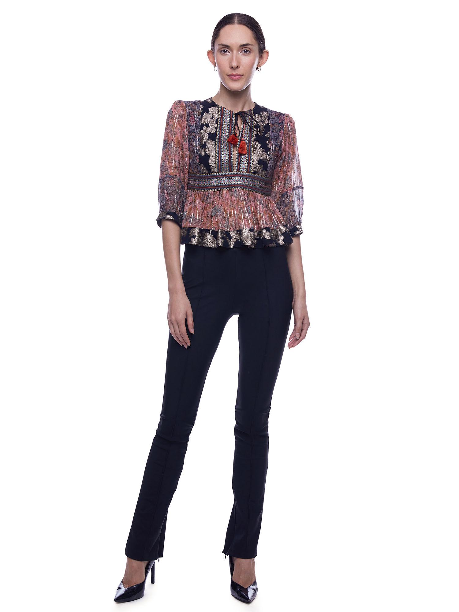 floriate printed embroidered blouse