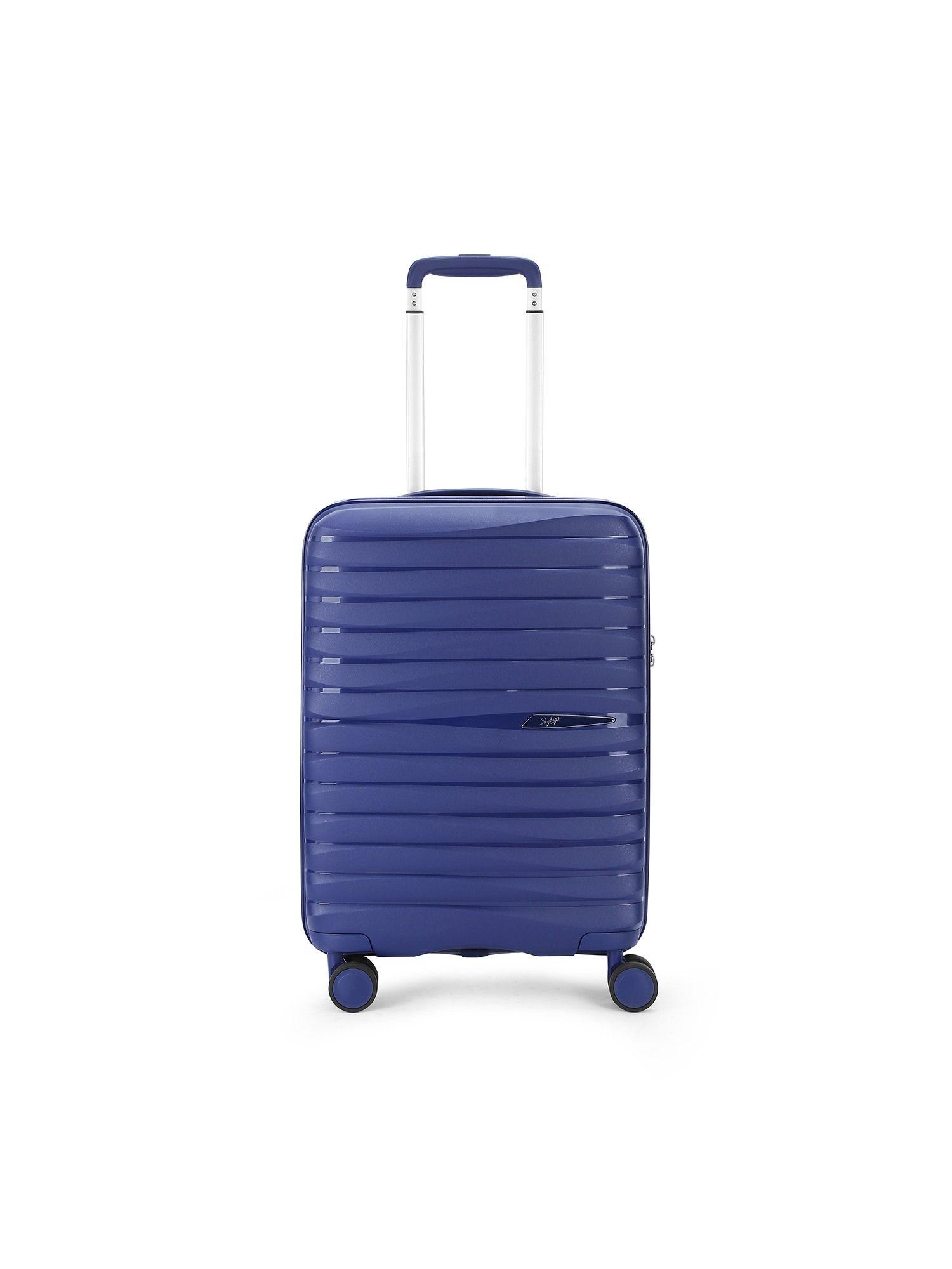 flot blue hard luggage 8-wheel suitcase cabin trolley bags