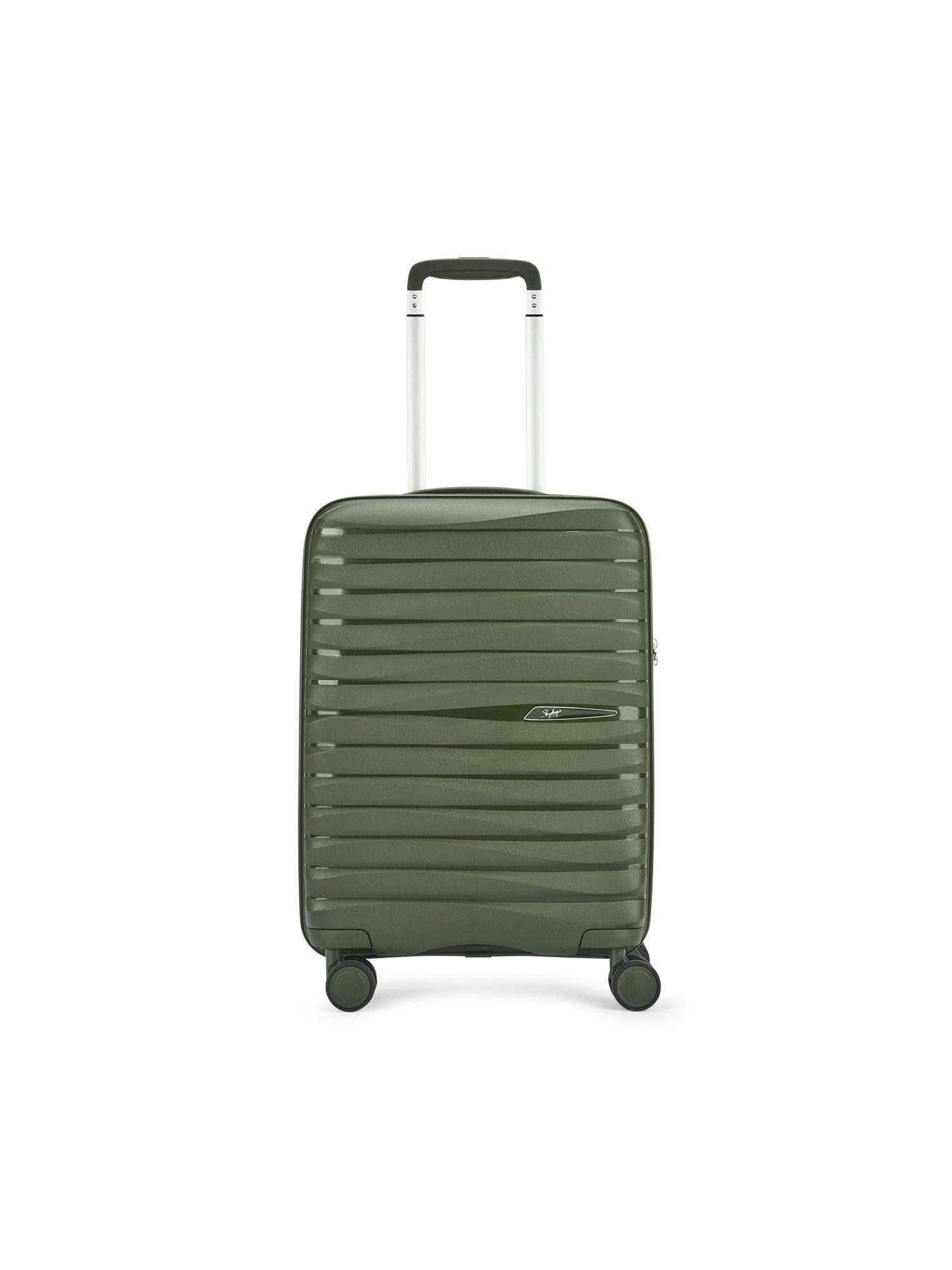 flot green hard luggage 8-wheel suitcase cabin trolley bags