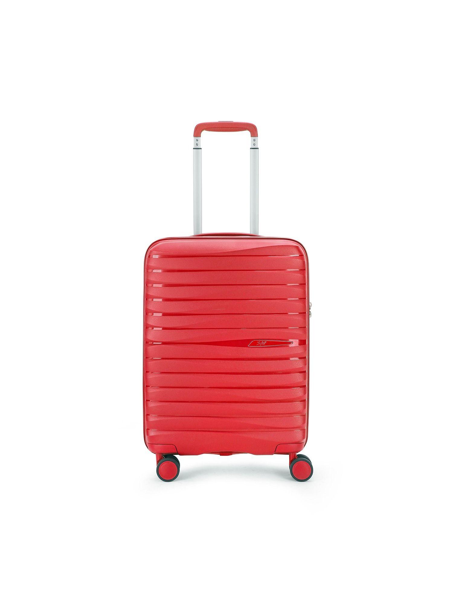 flot red hard luggage 8-wheel suitcase cabin trolley bags