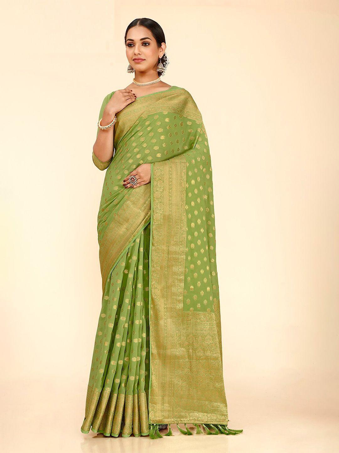 flourious ethnic motifs woven design zari pure georgette kanjeevaram saree