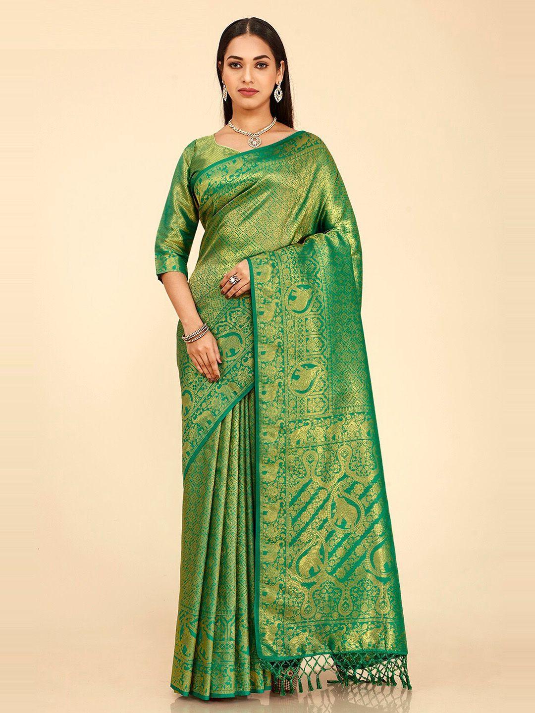 flourious ethnic motifs zari pure silk kanjeevaram saree