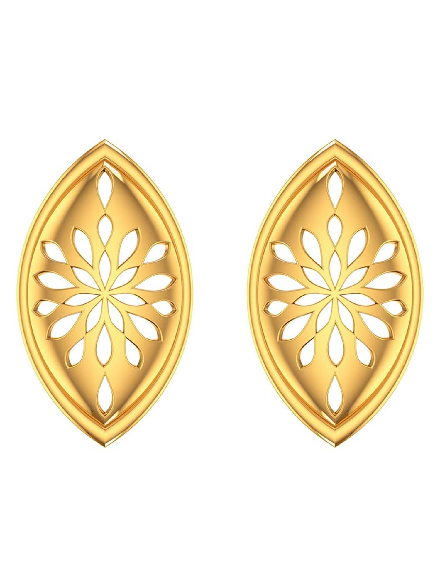 flower cut gold earrings with gold screw