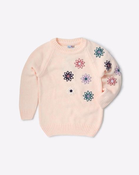 flower embroidered round-neck sweatshirt